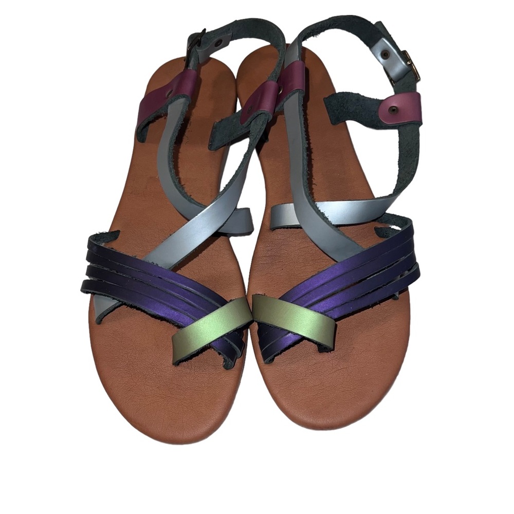 Hotic Metallic Leather Sandals